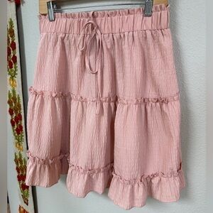 Pull on ruffle tiered crinkle midi skirt SZ L